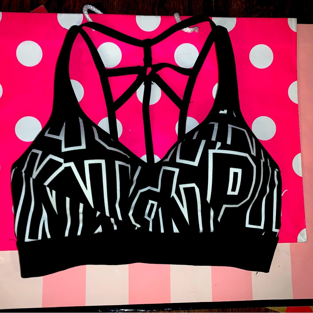 VS PINK Size SMALL Ultimate Strappy Back Push-up Sports Bra.